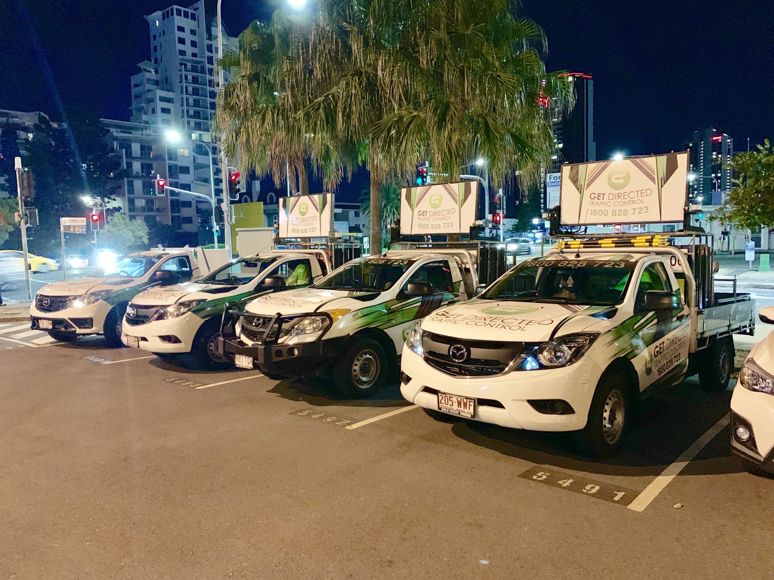 Get Directed fleet of equipped traffic control vehicles at night