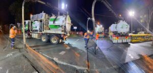 Get Vacced operators completing night vacuum excavation on a roadwork site