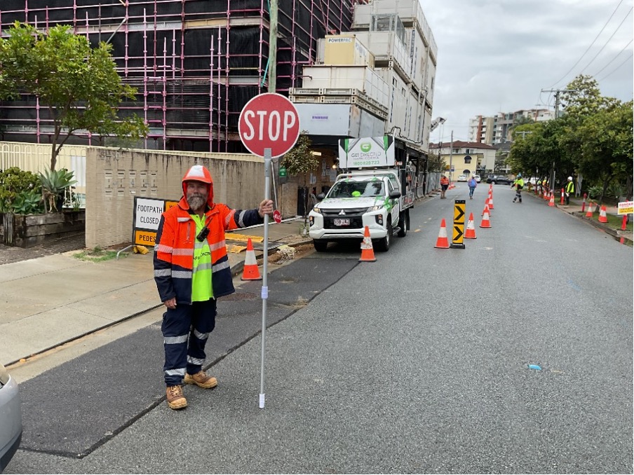 Get Directed traffic controller managing road access for civil works in SEQ